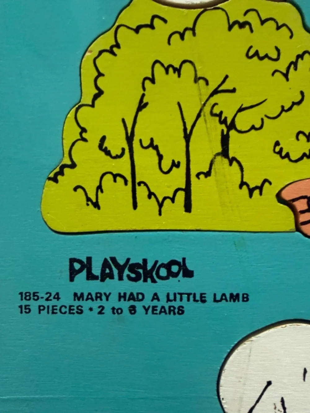 2 Vintage 60's Playskool Wooden Puzzles Mary Had A Little Lamb & Red Riding Hood